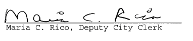 signature of the Deputy City Clerk